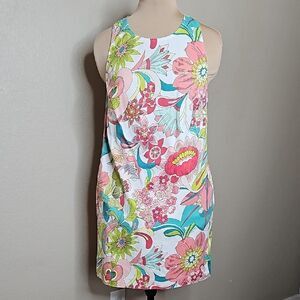 Trina Turk 8 Floral print Mini Sheath Dress Sleeveless